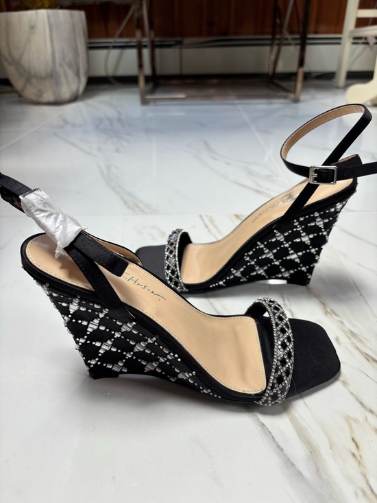Betsey Johnson Shoes - Betsey Johnson Black Crystal Embellished Wedge Sandals- GORGEOUS!